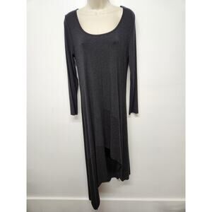Kozan Women's Long Sleeve Asymmetric Maxi Dress, Size S, In Dark Gray. Lagenlook